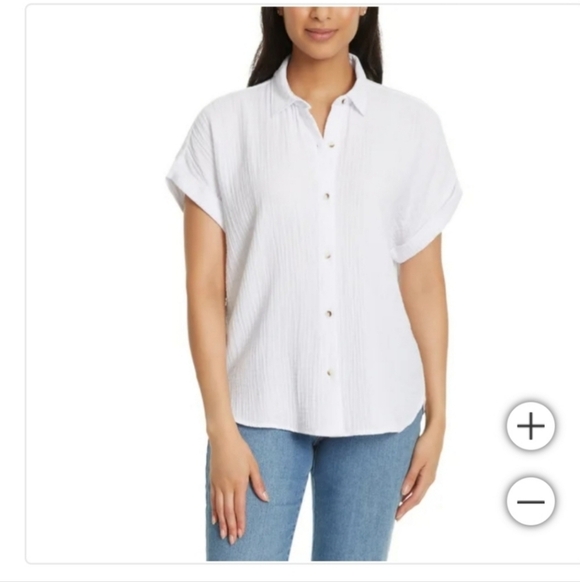 NWT Jessica Simpson Women's Short Sleeve Gauze Top White - Picture 1 of 7